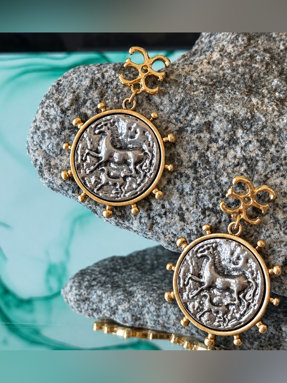 Vintage Coin Statement Earrings | Gold & Silver Medallion Drop Earrings